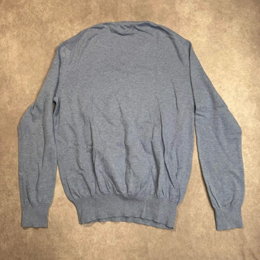 Polo Ralph Lauren Mens Pima Cotton V-Neck Sweater Light Blue Small Pony Logo SP